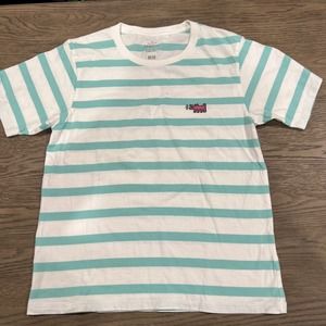 SPRZNY Shirt Men’s Xs Blue White Stripe Short Sleeve Logo‎